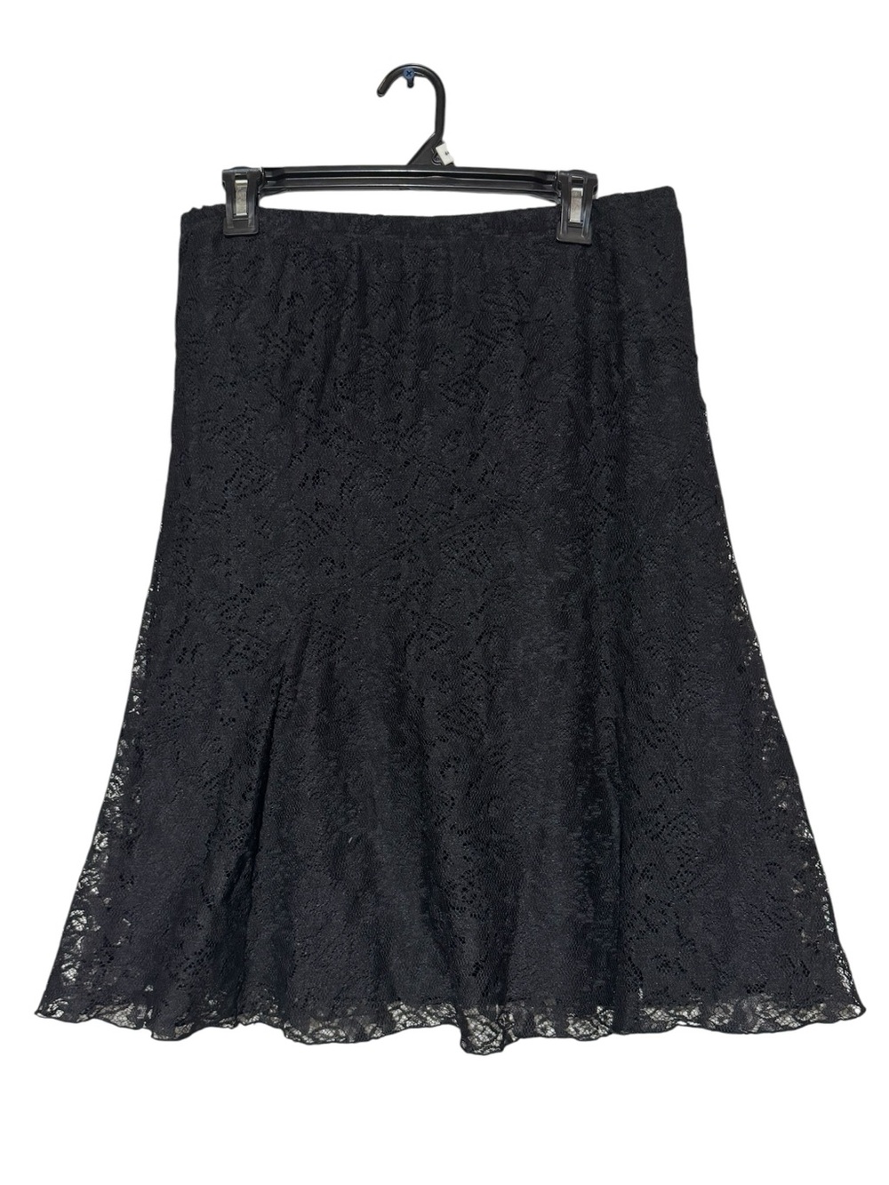 Worthington Black Lace Midi Skirt Size 12 Gothic Grunge Dark Romantic Whimsigoth